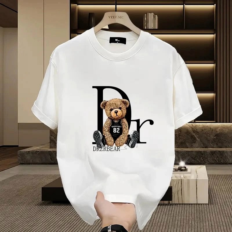 Dior Bear Graphic White T-Shirt Review: Loose Cotton Crewneck, Hot-Transfer Print